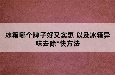 冰箱哪个牌子好又实惠 以及冰箱异味去除*快方法